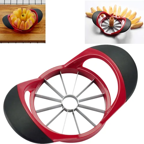 Cortador de manzana de 12 hojas, cuchillas de acero inoxidable ultra afiladas y mango ergonómico de plástico, cortador de patatas 3 en 1 para papas