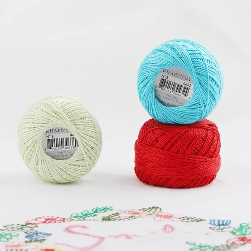 Miniatura 5 de Rhapsody Pearl Cotton #8 - Juego de 12 bolas de hilo de ganchillo para tejer, bordado, sashiko, punto de cruz, costura, aguja, bricolaje, acolchado