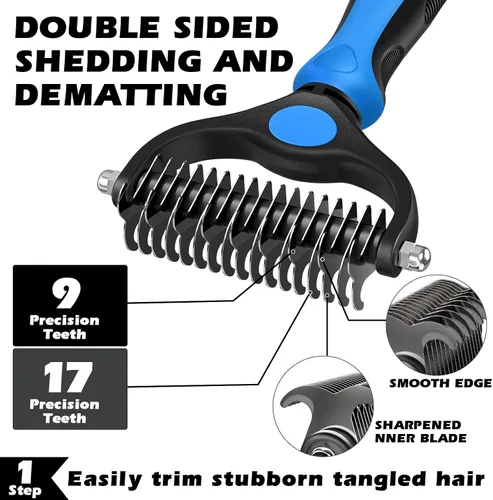 Miniatura 2 de Augwind Kit de aseo para mascotas 7 en 1, peine para perros y gatos, cepillo para despelar, cortaúñas con lima y cepillo de baño, suministros C-7PCS