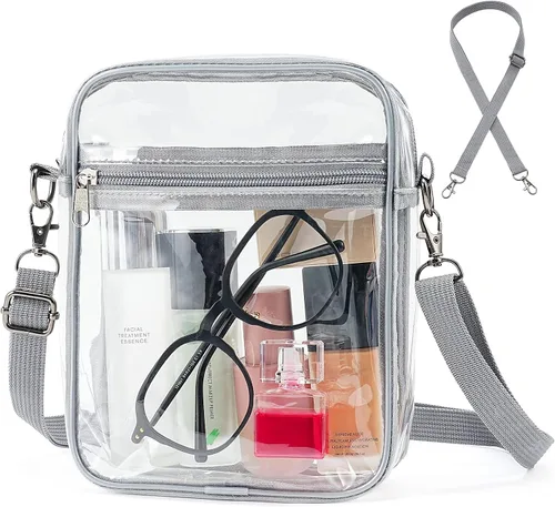 Miniatura 12 de yuanming Bolsa transparente aprobada para estadios, bolsa cruzada transparente, bolsas transparentes para estadios para mujeres TPU Negro
