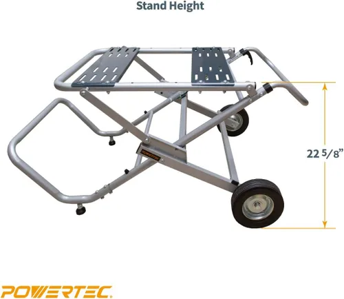 Miniatura 3 de POWERTEC MT4009 - Soporte para sierra de mesa plegable y POWERTEC MT4000 con ruedas de 8 pulgadas y tomas de corriente de 110 V, soportes