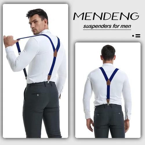 Miniatura 31 de MENDENG Tirantes de gancho giratorio de bronce vintage con 4 tirantes ajustables para hombre
