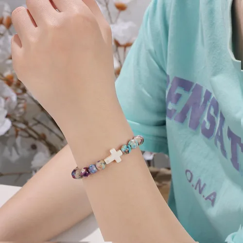 Miniatura 3 de JoycuFF Christian Gifts, Cross Bracelet for Women Girls, Faith Easter Catholic Religious Christian Jewelry, Meaningful Baptism Communion Natural