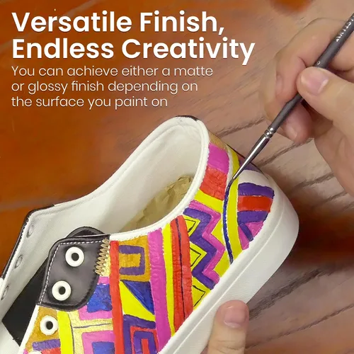 Miniatura 5 de Juego de pintura artística de cuero con aplicador de pincel, pintura acrílica para zapatos con acabado brillante, 1.06 onzas líquidas para zapatos