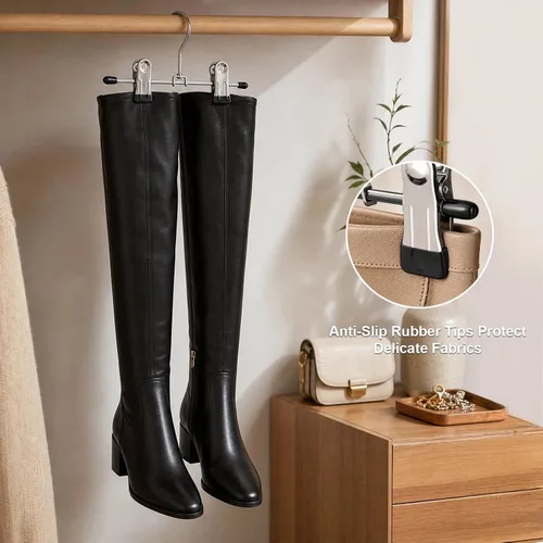 Miniatura 3 de Zapatero Ajustable de Acero Inoxidable Doblador de Pantalones Multifuncional Portátil de Viaje Lavandería Lavadora Estante Ganchos Calcetines Clip