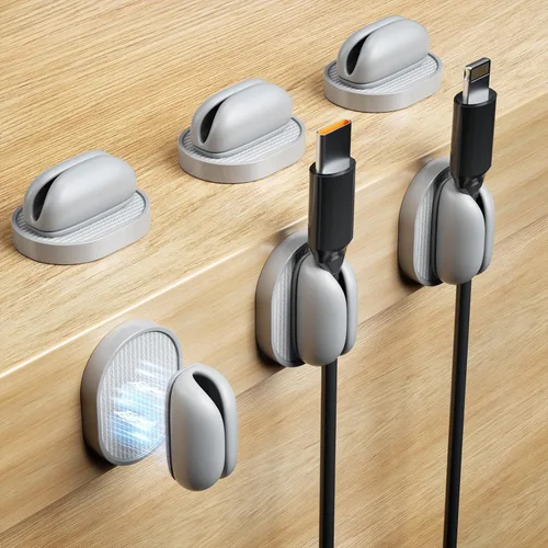 Miniatura 10 de Paquete de 6 soportes organizadores de cables Puretor – Fuerte adhesivo y gestión de cables de escritorio magnéticos, organiza sin esfuerzo cables