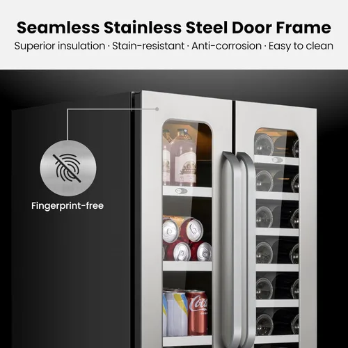 Miniatura 4 de Whynter Refrigerador de vino y bebidas de doble zona de 24 pulgadas, 20 botellas, 60 latas, refrigerador de vino con puerta de vidrio, enfriador