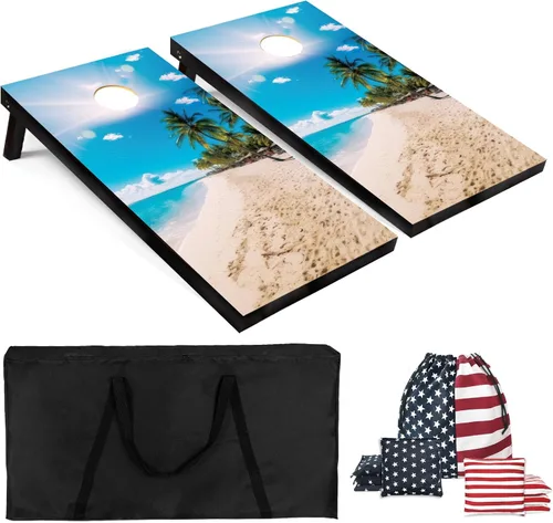 Miniatura 9 de Juego de tablas de Cornhole de 4 x 2 de tamaño reglamentario con bolsas de transporte y 8 bolsas de frijoles, juego de lanzamiento de frijoles