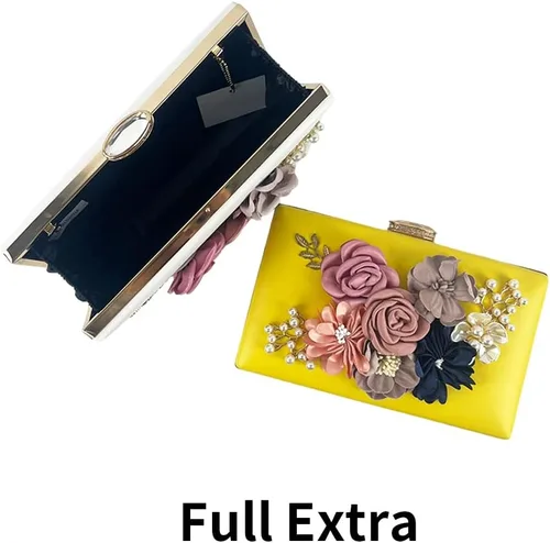 Miniatura 7 de Shiiriin Bolso de mano floral 3D para mujer Hecho a mano con perla Boda nupcial, fiesta de noche diurna