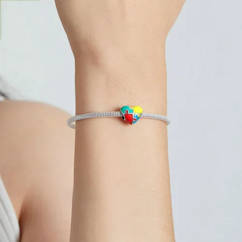 Miniatura 6 de Abalorio de plata de ley 925 con diseño de corazón y piedra natal familiar con dije de corazón para pulsera Pandora