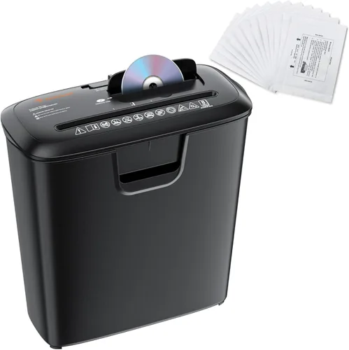 Bonsaii Trituradora de papel S120-C de 8 hojas para uso en la oficina en casa y paquete de 12 hojas de lubricante