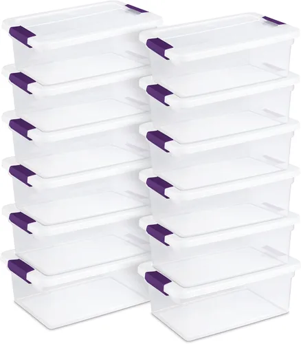 Miniatura 23 de Sterilite ClearView - Paquete de 12 cajas de pestillo de 6 cuartos de galón, contenedores organizadores apilables con tapas de pestillo