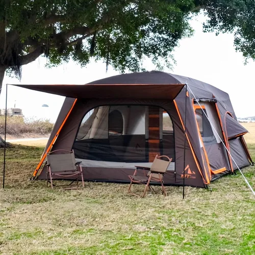 Miniatura 4 de KTT Extra Large Tent 12 Person,Family Cabin Tents,2 Bay-Windows,2 Rooms and 3 Doors 3 Windows with Mesh,Waterproof,Straight Wall,Double Layer,Big