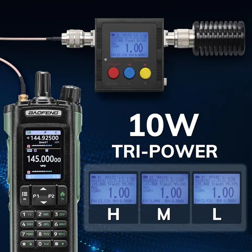 Miniatura 7 de BAOFENG UV-32 Radio de Radioaficionado Portátil de 10W, Radio Bidireccional de Largo Alcance Multibanda con GPS, Chirp y Aplicación Inalámbrica