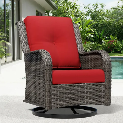 Miniatura 182 de Joyside Juego de sillas de mimbre para patio, juego de 3 piezas de mimbre para exteriores con 2 sillas reposabrazos y 1 mesa auxiliar para terraza