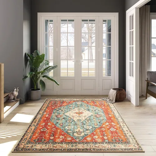 Miniatura 245 de Lahome Alfombra Bohemia Tribal Lavable de 3 x 5, Alfombras Antideslizantes para Entrada, Dormitorio, Sala de Estar, Vintage, Ultra Suave, No