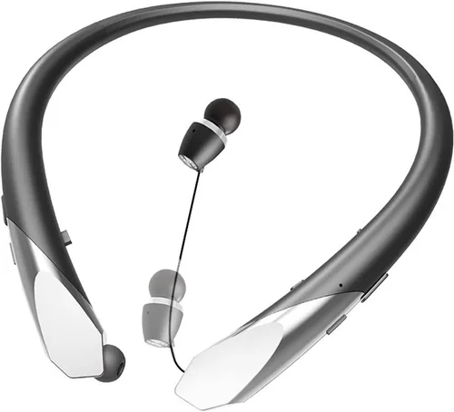Miniatura 8 de Auriculares Bluetooth con banda para el cuello con cables retráctiles, batería de 24 horas, auriculares inalámbricos IPX5 a prueba de sudor, sonido