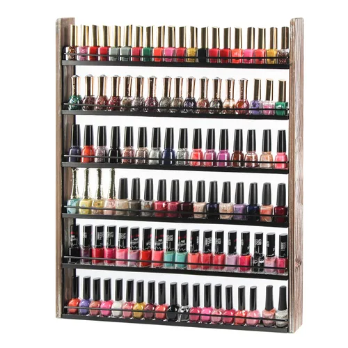 Miniatura 8 de J JACKCUBE DESIGN MK528C - Organizador de esmalte de uñas de madera blanca con estantes de 6 niveles, 100 botellas de montaje en pared, soporte