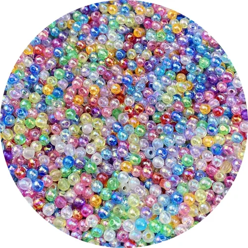 Miniatura 8 de 1000 piezas de cuentas redondas de acrílico de 6 mm, colores AB, cuentas espaciadoras redondas para aretes, pulseras, collares, llaveros, joyería