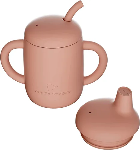 Miniatura 8 de Cuddle Campus Taza de Entrenamiento para Bebé 100% Silicona, Vasos con Pajita Irrompibles para Niños Pequeños, Taza Abierta para Bebé, 6+ Meses 4 Oz