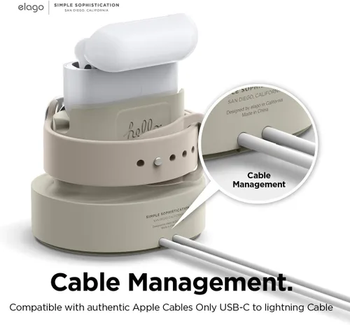 Miniatura 5 de elago Estación de carga 2 en 1 para productos Apple, diseñada para AirPods, AirPods Pro, iPhone, Apple Watch [cables no incluidos] (blanco clásico)