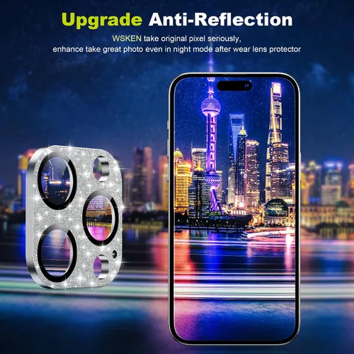 Miniatura 3 de WSKEN Protector de lente de cámara para iPhone 15 Pro/iPhone 15 Pro Max, aleación mate [prueba inastillable] Protector de pantalla de cámara