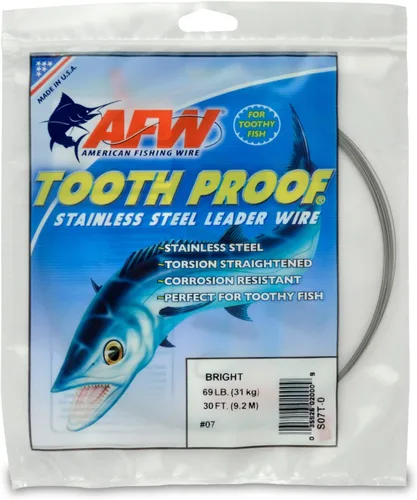 Miniatura 27 de AFW Alambre Líder Duro de Una Hebra de Acero Inoxidable a Prueba de Dientes - Brillante y Camuflaje para Tiburón, Barracuda, Caballa Real, Wahoo