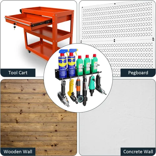 Miniatura 6 de UNITEDPOWER Combo de portaherramientas neumático/estante de aerosol, soporte para botellas de aerosol montado en la pared, organizador