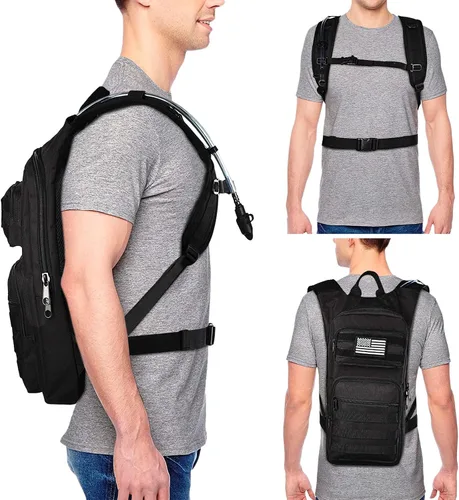 Miniatura 6 de NOOLA Mochila de hidratación con vejiga de agua de TPU de 3 L, mochila táctica de agua Molle para hombres y mujeres, paquete de hidratación