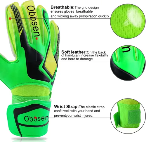 Miniatura 4 de Guantes de portero de fútbol para niños, jóvenes y adultos, guantes de portero de fútbol de agarre fuerte con protección para los dedos