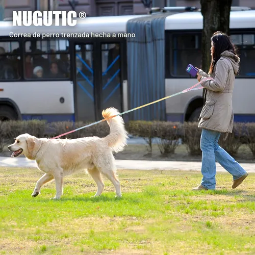 Miniatura 7 de Correa para perro de 5 pies hecha a mano de cuerda de algodón trenzada para perros pequeños, medianos y grandes, nuevo cierre de metal dorado
