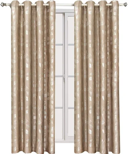 Royal Tradition Charlotte - Juego de 2 cortinas jacquard de 104 pulgadas de ancho x 63 pulgadas de largo, color moca