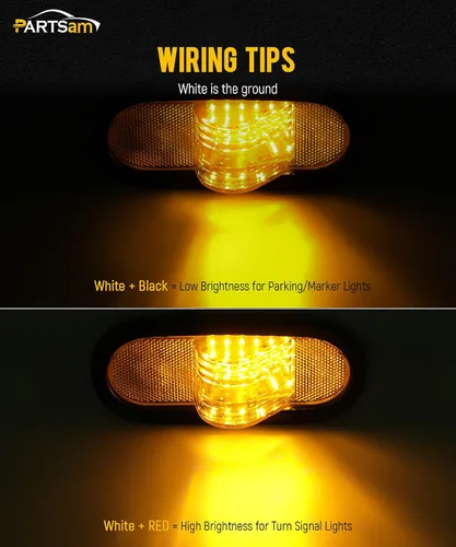 Miniatura 3 de Partsam 2 luces de marcador ámbar de 6.5 pulgadas con luz de giro medio, soporte de goma, 24 LED con lente reflejo, universal, impermeable, 6