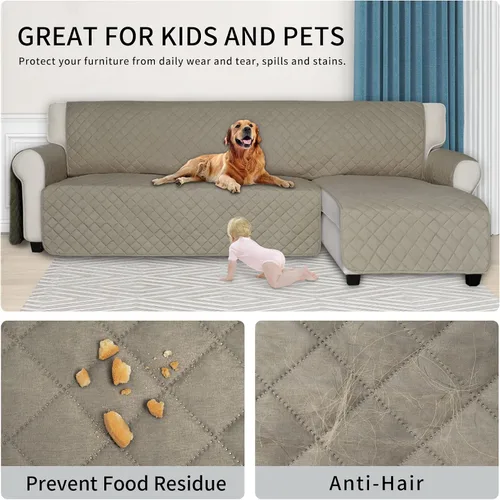 Miniatura 4 de ISSUNTEX - Fundas de sofá seccional para perros, funda reversible en forma de L para sofá, protector de chaise lounge resistente al agua