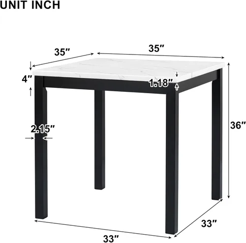 Miniatura 3 de RuiSiSi Juego de mesa de comedor de 5 piezas para 4 personas, mesa de cocina con parte superior de mármol sintético con 4 sillas tapizadas
