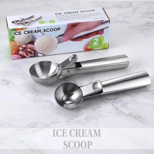 Miniatura 6 de Cuchara de helado de acero inoxidable antiadherente, 2 unidades (2 unidades pequeñas)