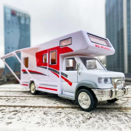 Miniatura 7 de BDTCTK Escala 1:28 DIY Autocaravana de lujo DIE-CAST Modelo de coche, aleación de zinc, vehículos de tracción fundidos a presión juguetes para niños