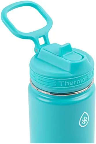 Miniatura 4 de ThermoFlask Botella de agua de acero inoxidable de 16 onzas, paquete de 2, rojo y aguamarina