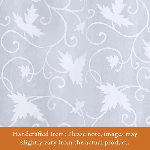 Miniatura 3 de Saffron Marigold Cortina de cenefa impresa a mano con ribete de cuentas, encaje principal de hiedra blanca, perfecta para cocina, dormitorio, baño