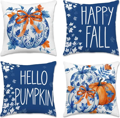 Miniatura 23 de pinata Juego de 4 fundas de almohada de otoño de 18 x 18 pulgadas, almohadas decorativas de otoño para sofá, hogar y exterior, decoración de otoño