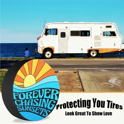 Miniatura 2 de Funda de neumático de repuesto Forever Chasing Sunsets, accesorios de camping para neumáticos de repuesto resistentes a la intemperie, a prueba