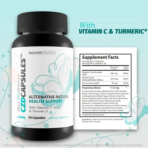 Miniatura 6 de Max Bio Science - Vitaminas CDZ - Suplemento natural alternativo para la salud general CDZ - Contiene extractos de hierbas, vitaminas, minerales