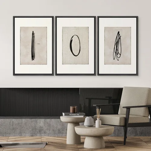 Miniatura 42 de SIGNWIN Lienzo enmarcado para pared, arte con pinceladas de flujo neutro en tonos beige abstractos, ilustraciones, arte moderno, decorativo