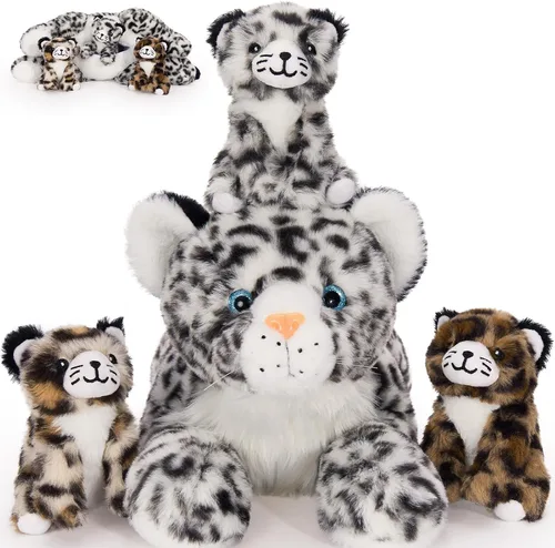 Miniatura 10 de MaoGoLan Mono gigante de peluche con bebés, juguete de peluche suave con plátano regalo para niños, niñas, niños, mamá y 3 bebés pequeños colgantes