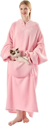 Miniatura 30 de Krifey Manta con capucha de sherpa de gran tamaño como regalo de cumpleaños para mamá, mujer, novia, hombre, acogedora sudadera con bolsillo gigante
