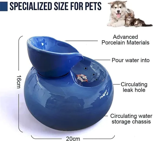 Miniatura 2 de REAGAR Fuente de agua de cerámica para gatos, dispensador automático de bebidas para mascotas, súper silencioso, para gatos, gatitos, perros, Negro