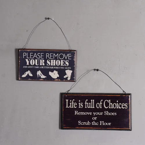 Miniatura 7 de NIKKY HOME Life Is Full Of Choices - Letrero decorativo de madera para pared, con texto en inglés "Remove Your Shoes Or Scrub The Floor", 9.82 x