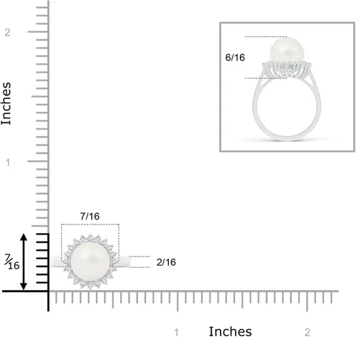 Miniatura 4 de Angara Anillo de halo de perlas cultivadas de agua dulce natural para mujeres, niñas en plata de ley, oro macizo de 14 quilates, regalo de joyería