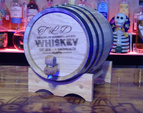 Miniatura 2 de Barriles de envejecimiento de roble blanco americano grabado personalizado (2 litros) - Barriles de madera nuevos para el envejecimiento de whisky