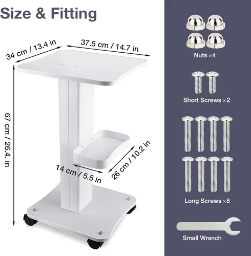 Miniatura 6 de Carrito de esteticista con ruedas, soporte de aluminio para máquina de belleza de spa, carga de 135 libras, carrito rodante de 3 niveles